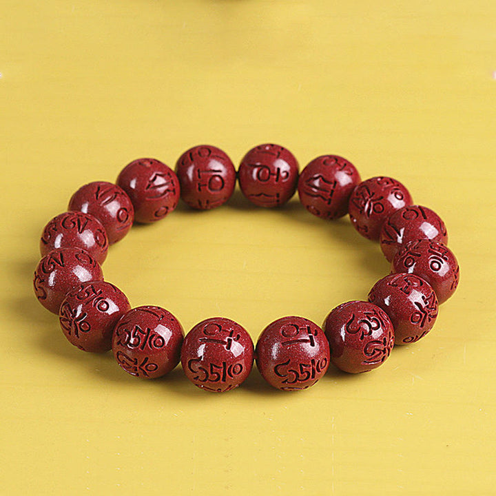 Braccialetto di perline Buddha Stones Natural Double PiXiu Cinnabar Om Mani Padme Hum Wealth Luck