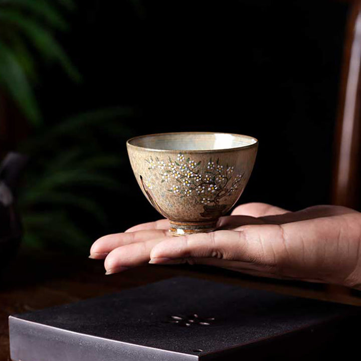 Buddha Stones Jingdezhen dipinte a mano Ru Kiln porcellana Hanfu ragazza fiore tazza da tè in ceramica Kung Fu tazze da tè