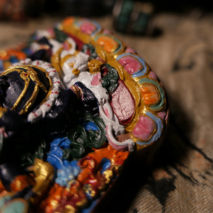 Buddha Stones Mini Daikokuten Dio della ricchezza Buddha Tibet Argilla Serenità Decorazione della casa - image 4