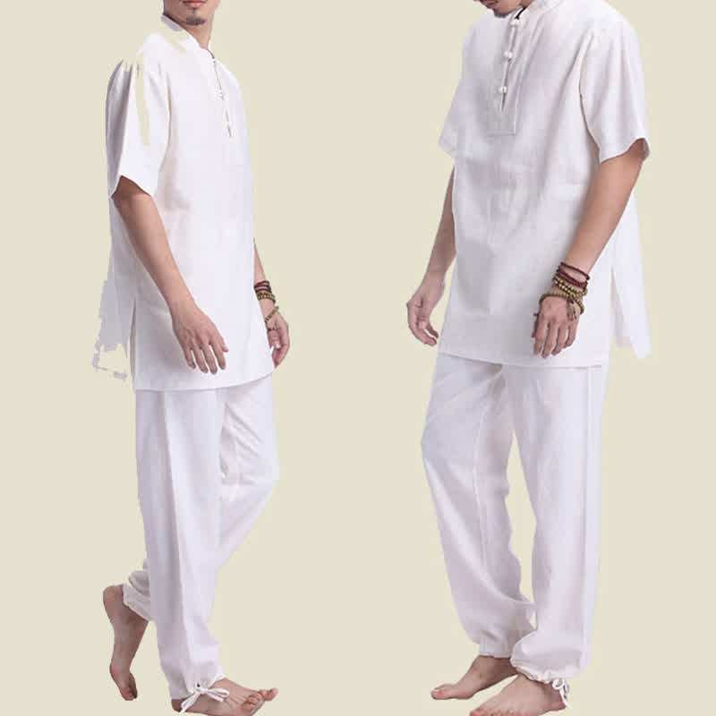 Buddha Stones Spirituale Zen Meditazione Preghiera Pratica Cotone Lino Abbigliamento Uomo Set - image 8