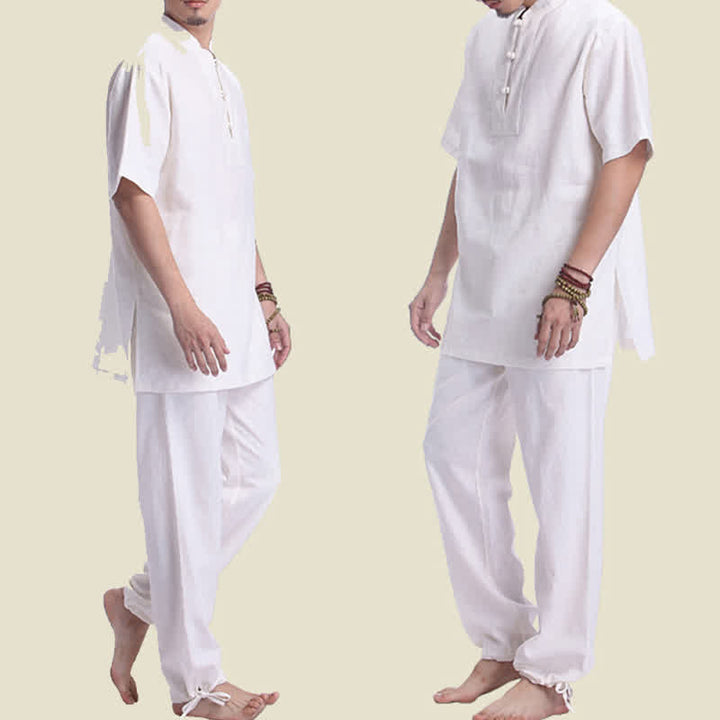 Buddha Stones Spirituale Zen Meditazione Preghiera Pratica Cotone Lino Abbigliamento Uomo Set - image 8