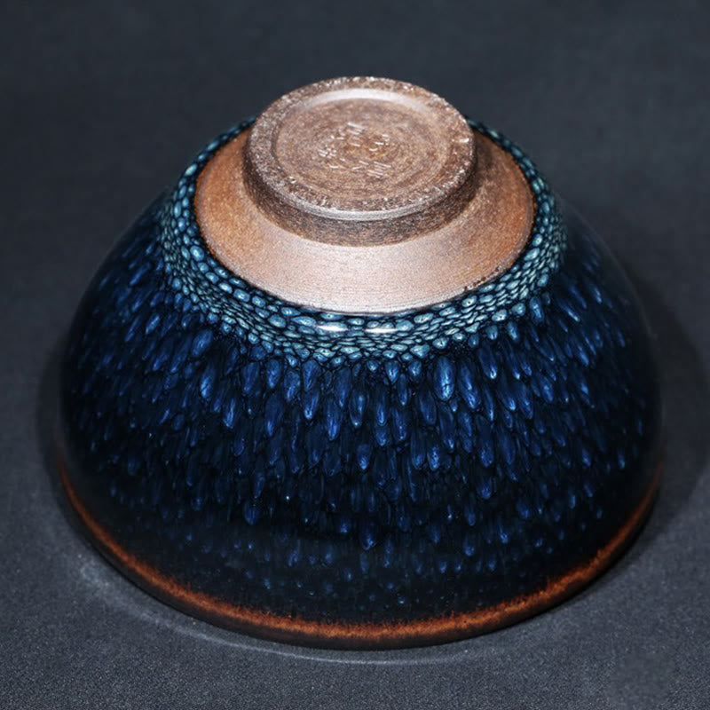 Buddha Stones fatto a mano blu francolino macchia cinese Jianzhan tazza da tè in ceramica Kung Fu tazza da tè ciotola - image 13