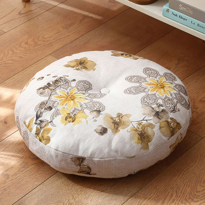 Cuscino per seduta da meditazione in lino con motivo semplice Buddha Stones e loto, decorazione per la casa e il soggiorno
