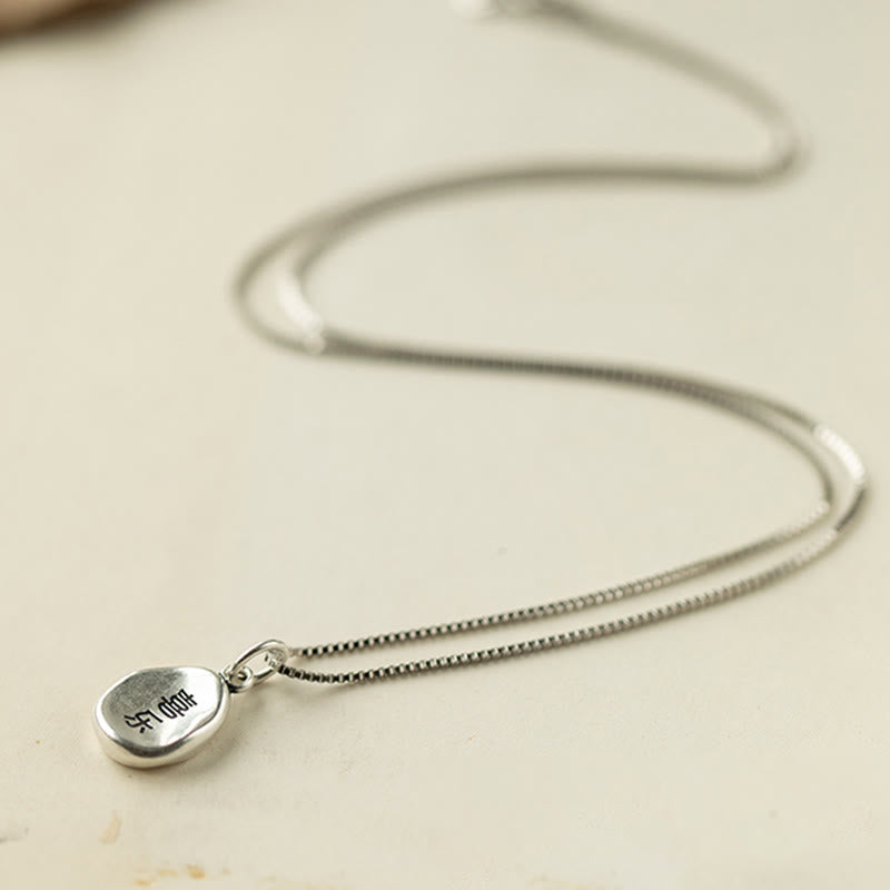 Buddha Stones 999 Sterling Silver Pace e Gioia Fu Carattere Fortuna Fortuna 925 Sterling Silver Catena Collana Pendente