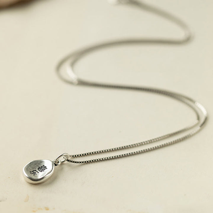 Buddha Stones 999 Sterling Silver Pace e Gioia Fu Carattere Fortuna Fortuna 925 Sterling Silver Catena Collana Pendente