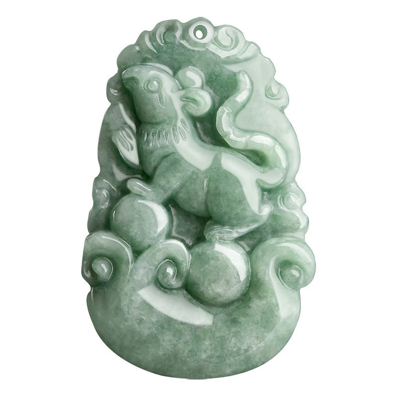 Buddha Stones Giada verde naturale 12 Zodiaco cinese Fortuna Prosperità Collana pendente - image 10