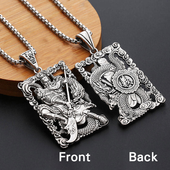 Buddha Stones Guan Gong Drago Nuvole di Buon Auspicio Collana Pendente Ricchezza