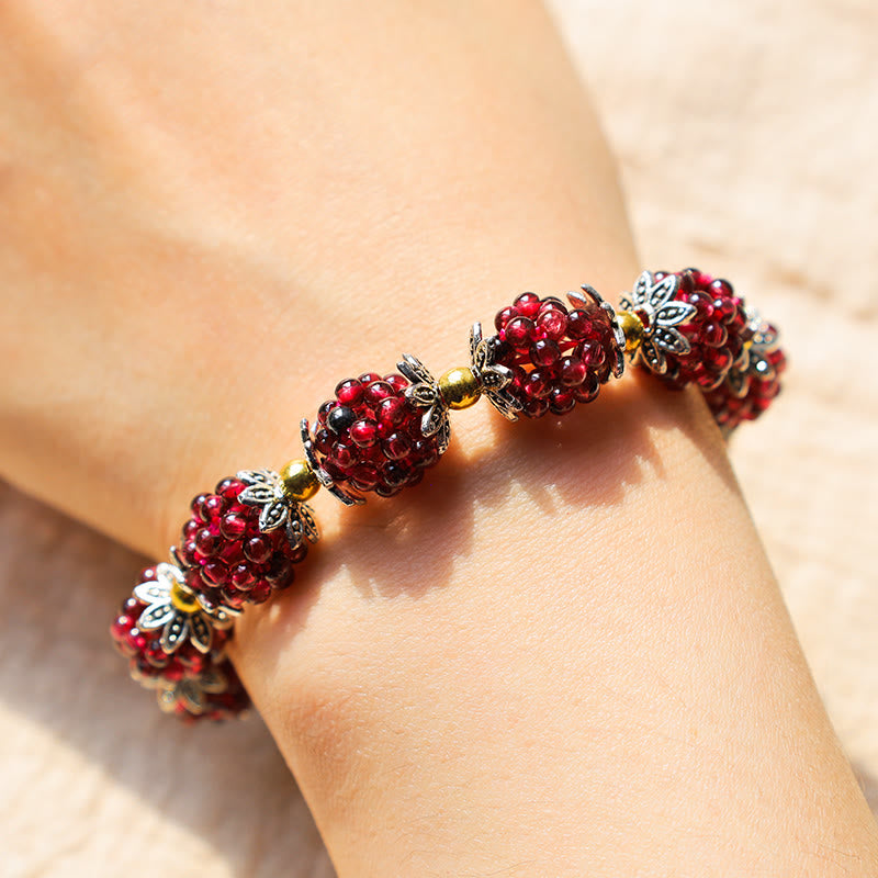 Braccialetto curativo in granato naturale Buddha Stones