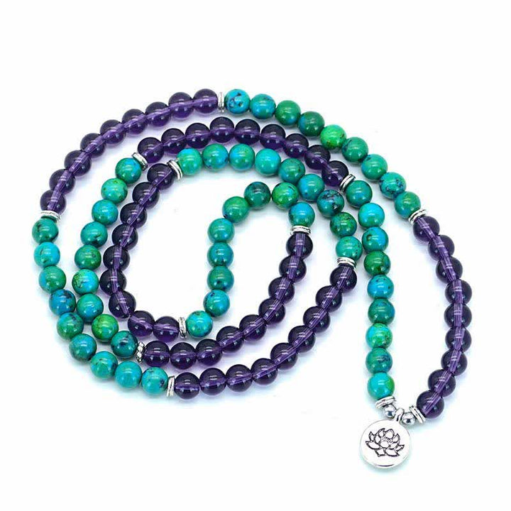 Braccialetto con ciondolo spirituale di loto, ametista, avventurina verde e Buddha Stones - image 4