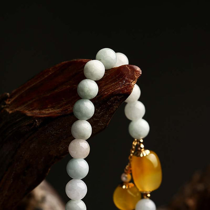 Braccialetto di protezione in agata bianca naturale Buddha Stones