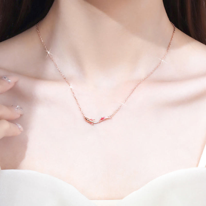 Collana con ciondolo a forma di pesce koi in argento sterling 925 Buddha Stones e zircone per la prosperità - image 4