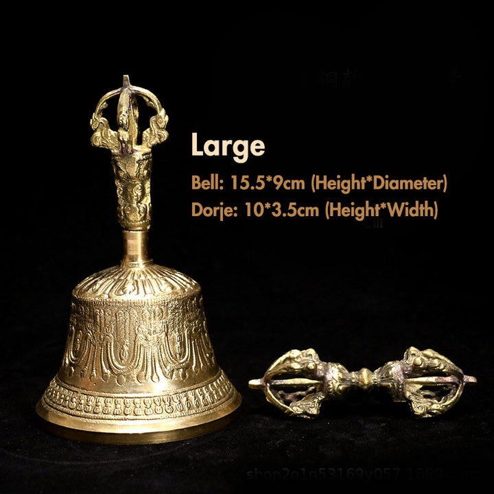 Set di campane per meditazione tibetane Buddha Stones e decorazioni in rame Vajra Dorje - Oro - Grande - image 15