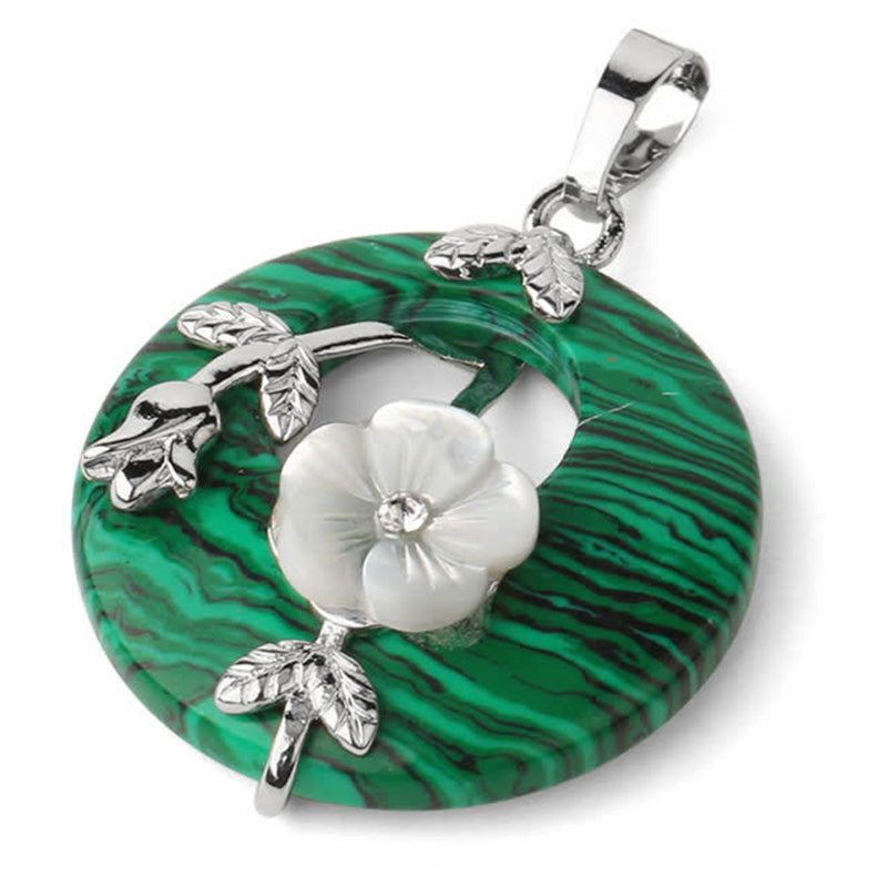 Buddha Stones Vari cristalli Ametista Avventurina verde Fiore Collana pendente curativa - Malachite - image 13