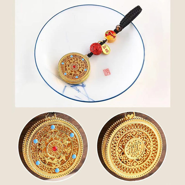 Portachiavi con ciondolo a forma Buddha Stones Fu Character Blessing Ruyi