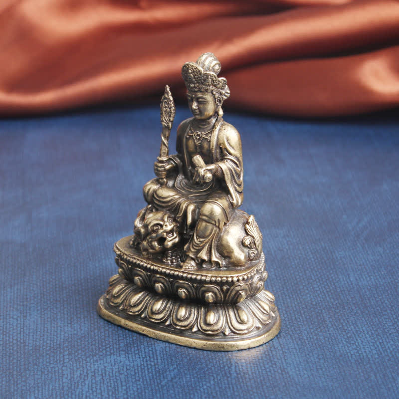 Buddha Stones Manjusri Bodhisattva Serenità Statua in rame Decorazione - image 4