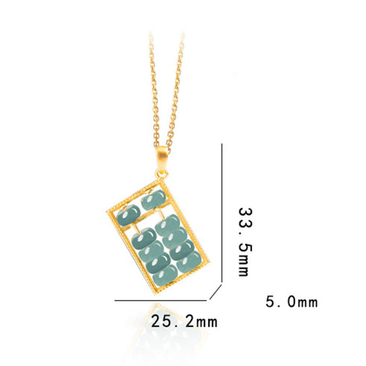 Collana con ciondolo Buddha Stones in argento sterling 925 con motivo abaco in giada naturale e motivo abbondanza