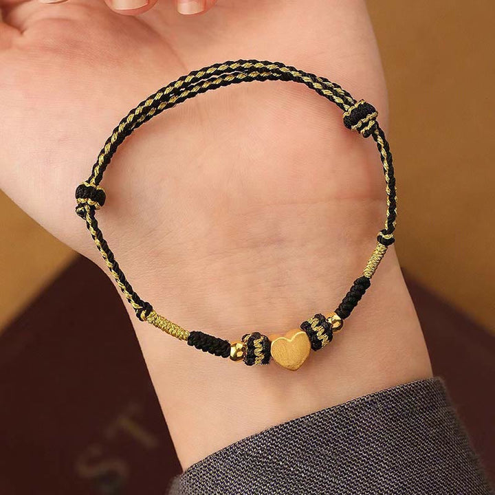 Bracciale intrecciato con nodo King Kong, fatto a mano, con cuore d'amore, Buddha Stones Tibet
