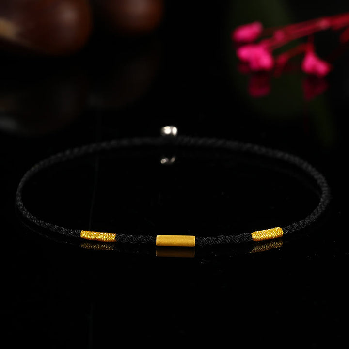 Braccialetto di protezione intrecciato a quattro fili con Buddha Stones in oro 999 con nodi dei desideri, fatto a mano