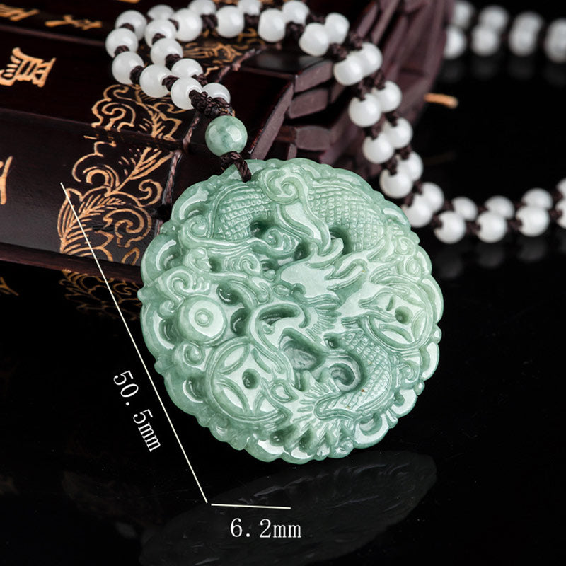 Collana con ciondolo a corda con pietre Buddha Stones, zodiaco cinese, drago, giada e fortuna - image 8