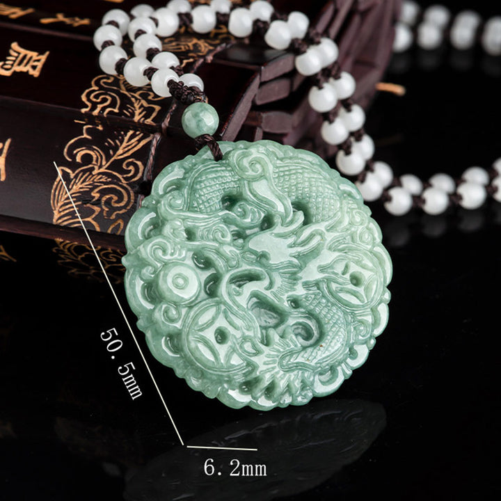 Collana con ciondolo a corda con pietre Buddha Stones, zodiaco cinese, drago, giada e fortuna - image 8