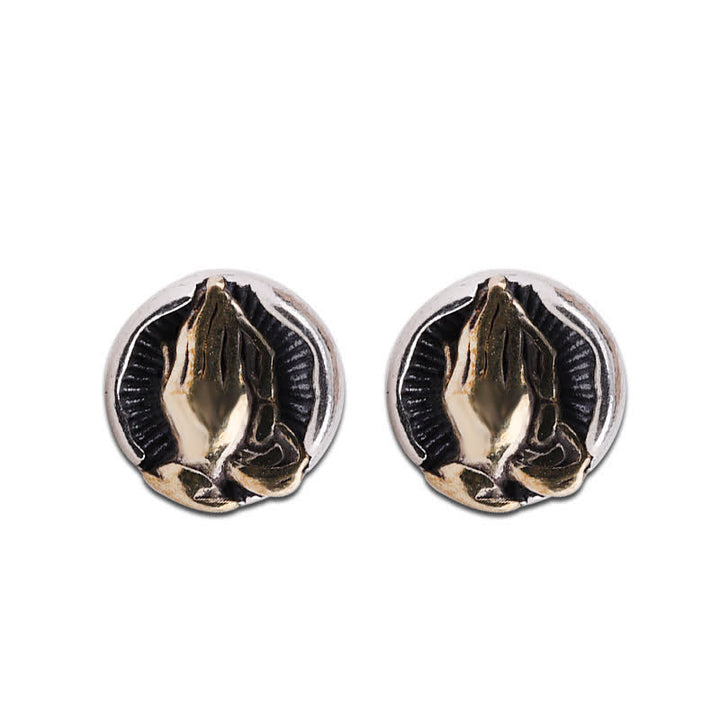 Orecchini a bottone Buddha Stones in argento sterling 925 Namaste Equality