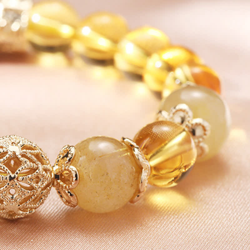 Braccialetto di perline di Buddha Stones Citrine Generosità Prosperità