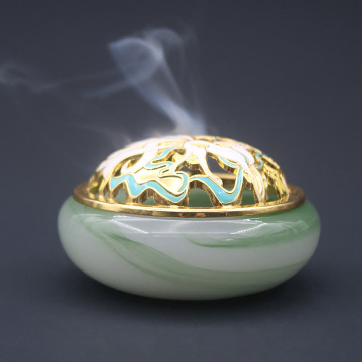 Buddha Stones Volpe a nove code Liuli Cristallo curativo Meditazione Bruciatore di incenso