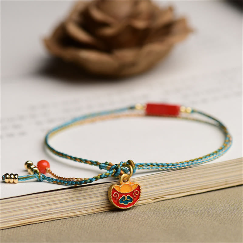 Braccialetto a doppio strato intrecciato con treccia di benedizione Buddha Stones Cinnabar fatto a mano come si desidera