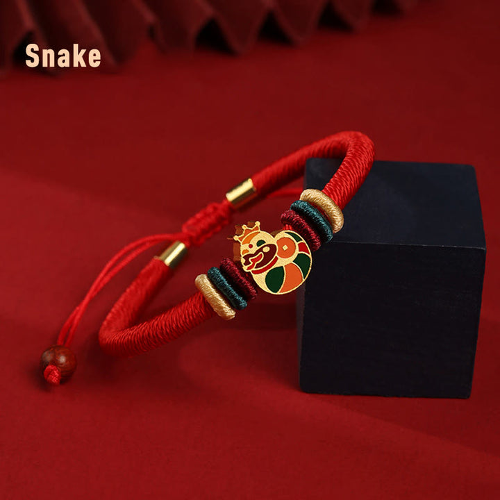 Braccialetto rosso intrecciato con ciondolo a forma di fortuna Buddha Stones in argento sterling 925 fatto a mano con motivo dell'anno del drago cinese - Serpente (circonferenza del polso 14-19 cm) - image 14