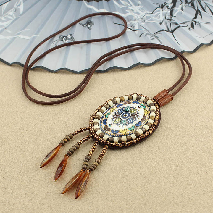 Buddha Stones Mandala Pattern Perline Collana Creatività Ciondolo