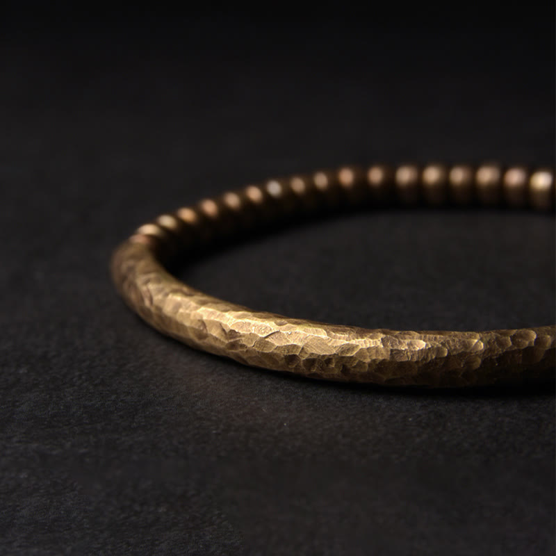 Braccialetto di perline di ottone e rame con design semplice Buddha Stones, fortuna e ricchezza