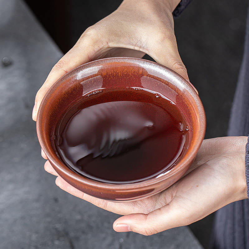 Tazza da tè in porcellana cinese Jianzhan vintage rosso marrone Buddha Stones Kung Fu Tea Cup