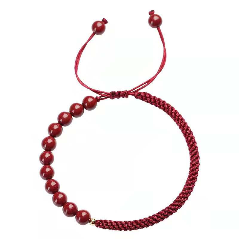 Braccialetto di corda di benedizione con nodo King Kong in cinabro naturale Buddha Stones