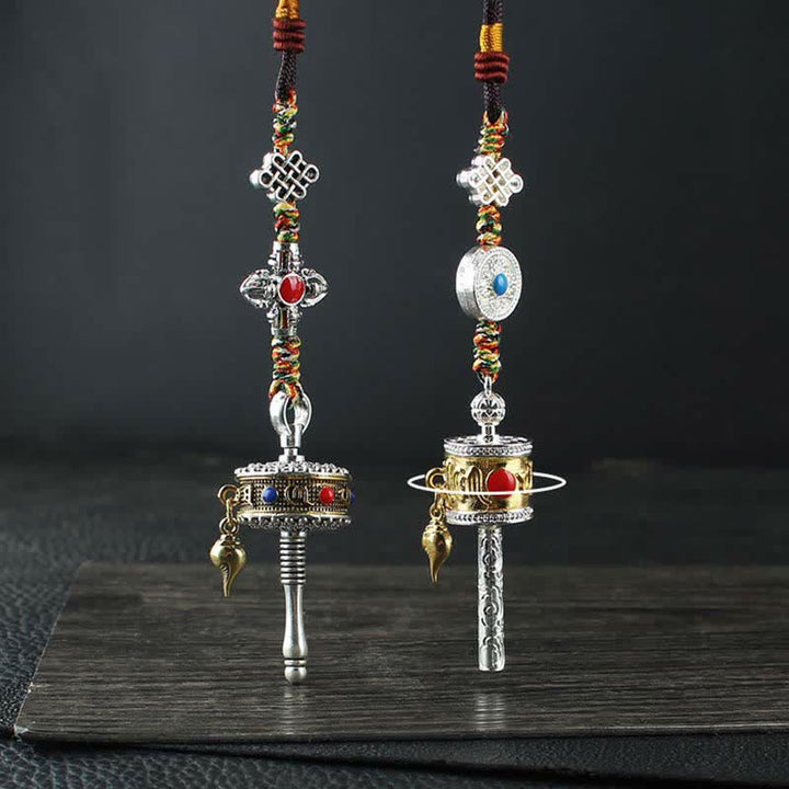 Tibet Om Mani Padme Hum Ruota di preghiera Pace Borsa girevole Decorazione da appendere all'auto