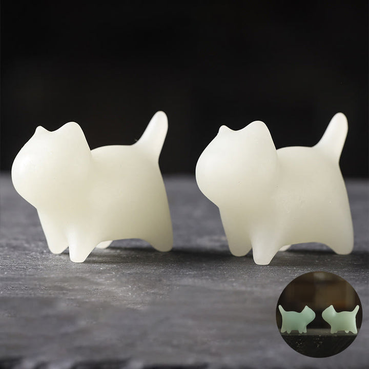 Buddha Stones 2 pezzi Mini carino gatto Glowstone luminoso gatto fortunato decorazione energetica - 4,4*3,5*2,3 cm (2 pezzi gatto) - image 1