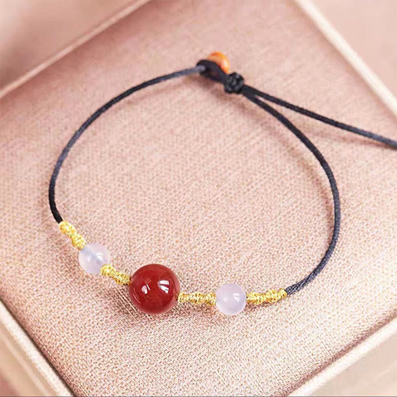 Buddha Stones Agata rossa naturale Calcedonio Autoaccettazione Fiducia String Bead Bracciale Collana Pendente