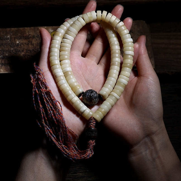 Bracciale Mala tibetano con 108 perle di Mala di Yak Bone Balance Strength