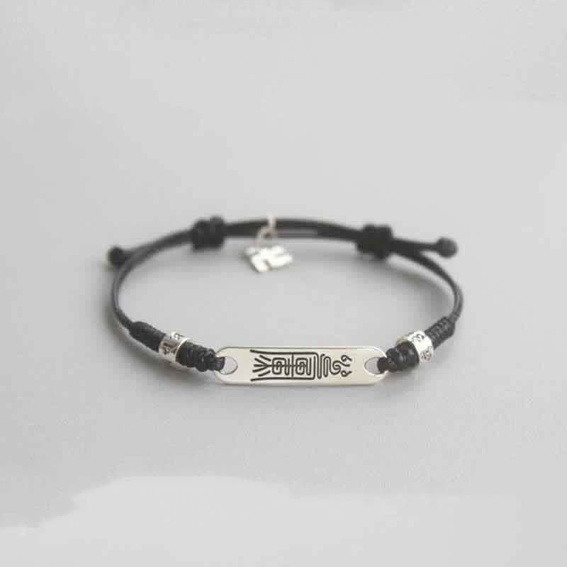 Braccialetto Buddha Stones 925 Sterling Silver Red String Luck Strength Treccia