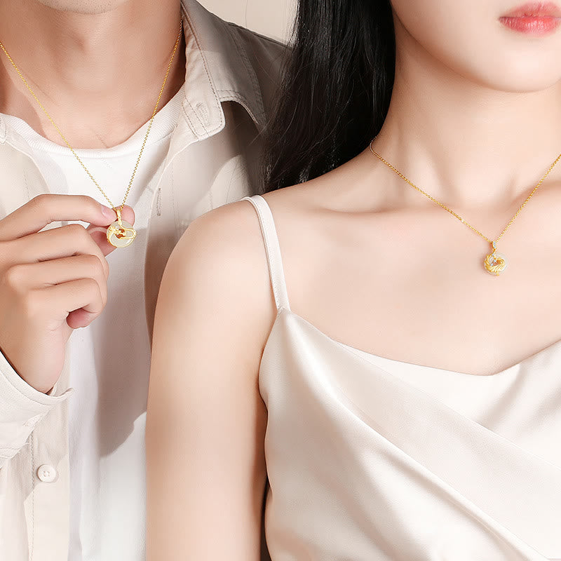 Buddha Stones Argento Sterling 925 Anno del Drago Giada Hetian Drago d'Oro Fenice Fibbia della Pace Collana con Pendente della Fortuna - image 7