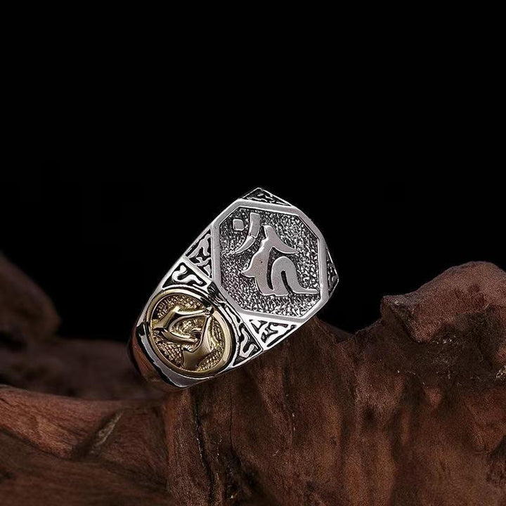 Anello regolabile con protezione intagliata in argento sterling 925 con design sanscrito Buddha Stones