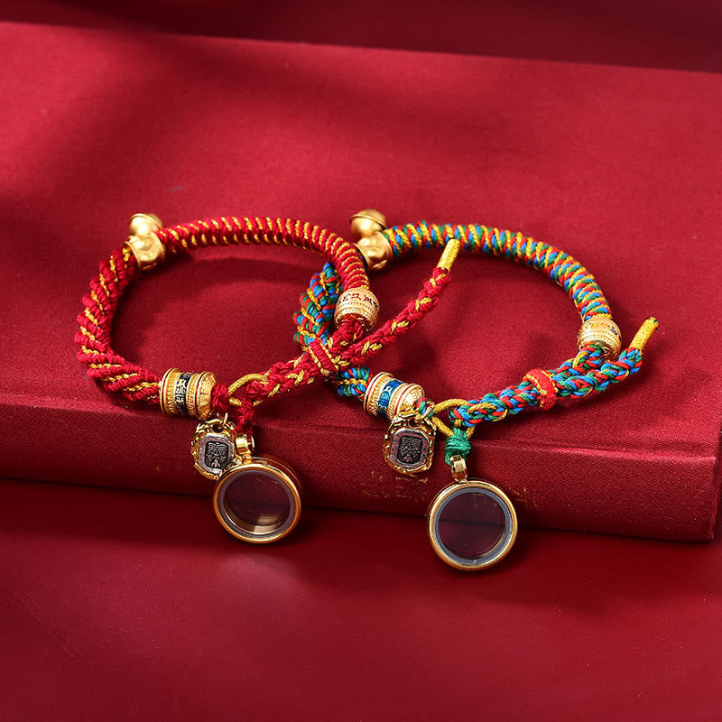 Buddha Stones Tibetano Om Mani Padme Hum Intagliato Zakiram Dea della Ricchezza Amuleto Braccialetto