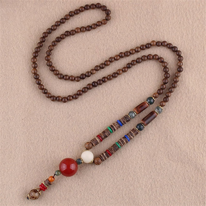 Buddha Stones Tibetano Legno Wenge Bodhi Seme Agata Elefante Collana Pendente Protezione