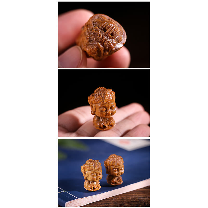 Zodiaco cinese Natale Buddha Sandalo verde Loto Inciso Decorazione positiva per la casa