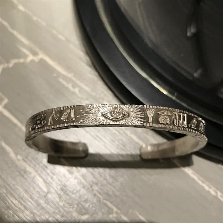 Bracciale rigido in rame con protezione dell'occhio di Horus Buddha Stones