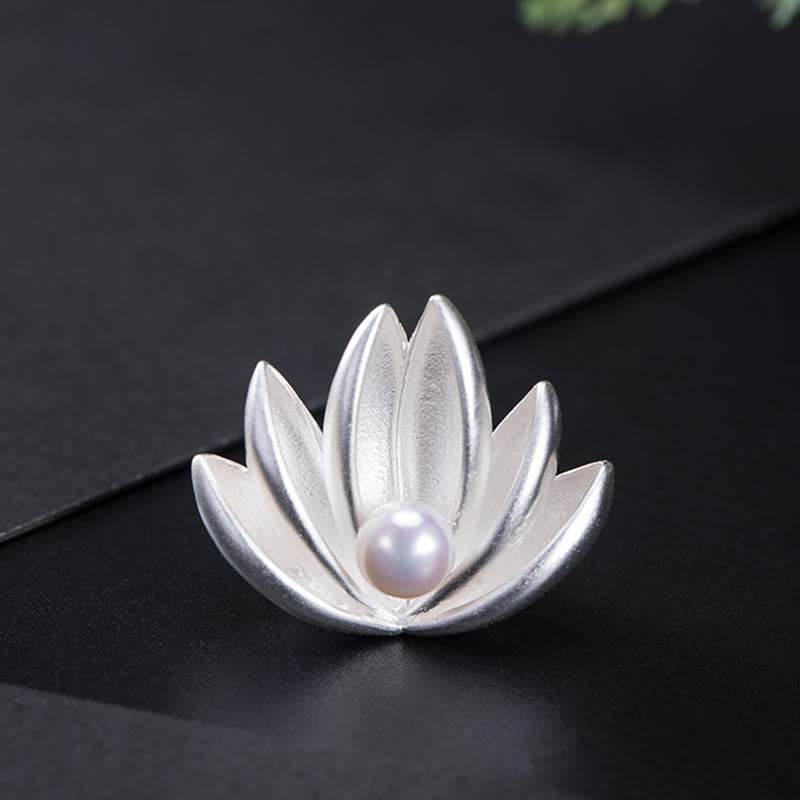 Spilla Buddha Stones 925 Sterling Silver Lotus Flower Pearl New Beginning - image 2