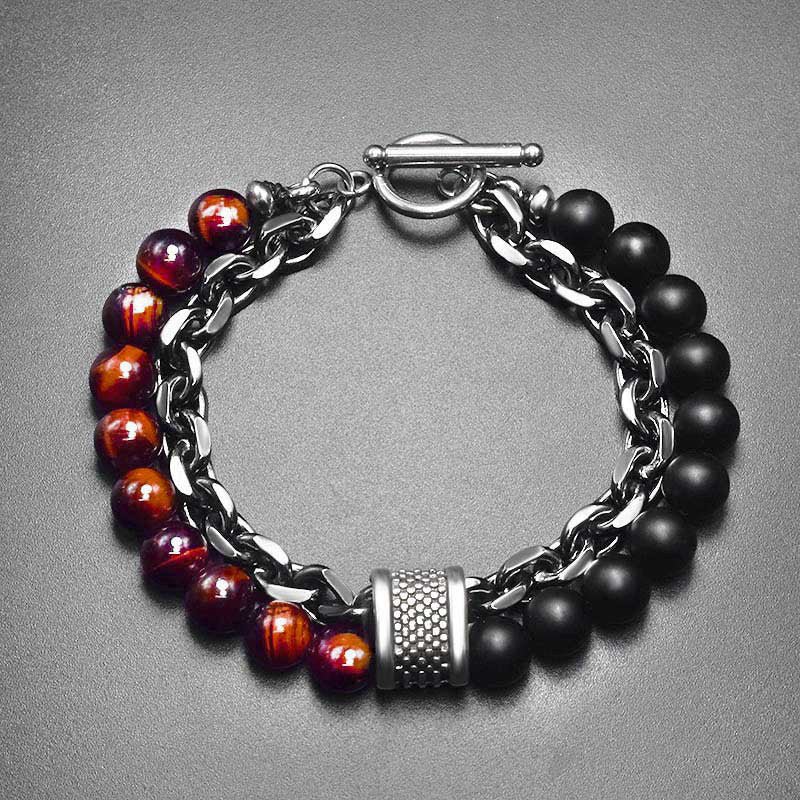 Bracciale protettivo in lapislazzuli occhio di tigre naturale con Buddha Stones . - Occhio di tigre rosso - image 8
