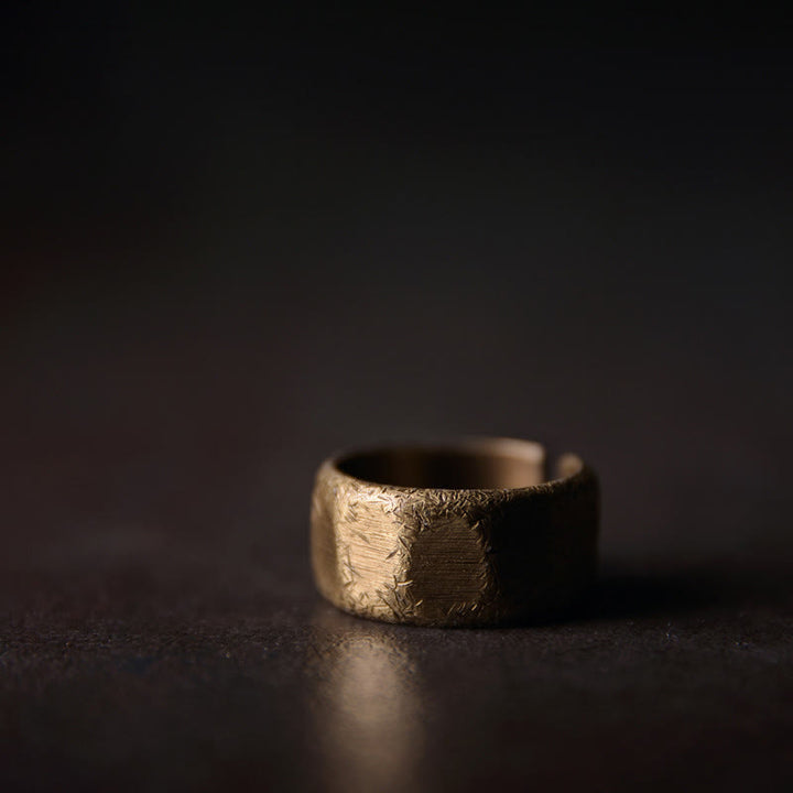 Anello di ricchezza tibetano in ottone e rame satinato dal design semplice - 10 mm - 56,2 mm - image 8
