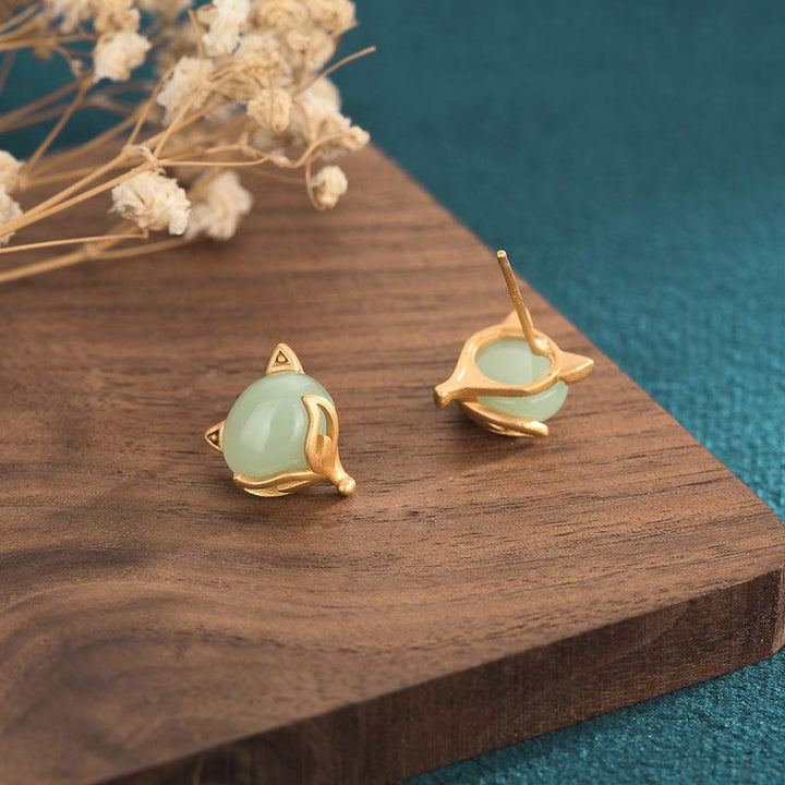Orecchini di giada FengShui con Buddha Stones