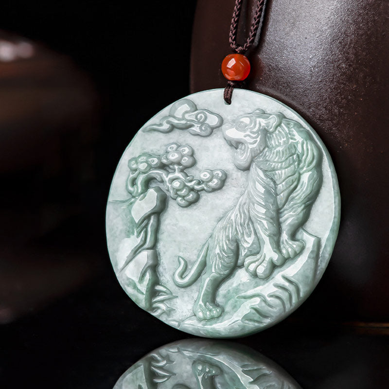 Collana con ciondolo a corda con tigre in giada e pietre Buddha Stones, zodiaco cinese - image 7