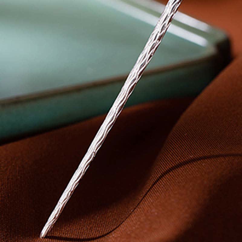 Forcina per capelli con fiore di giada bianca Hetian in argento sterling 925 - image 15